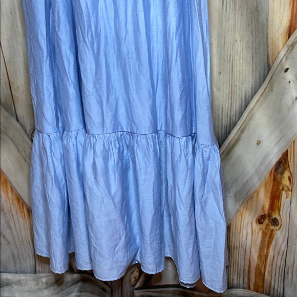 Blu Pepper NWOT Light Blue Puff Sleeve Dress Empire Waist Maxi Cottony Lined - Picture 5 of 7